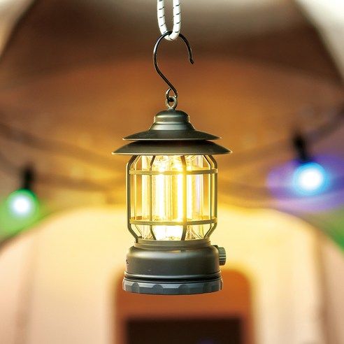 상품 이미지: 코멧 걸어서 사용하는 충전식 LED 감성 캠핑 랜턴, 블랙, 1개