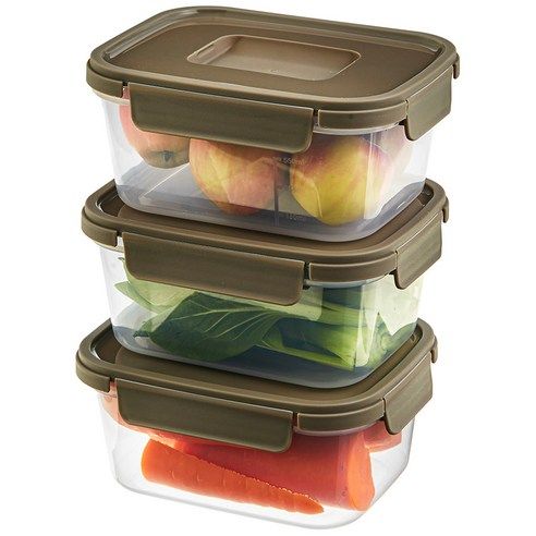 상품 이미지: 코멧 홈 국내생산 눈금이 있고 겹쳐서 보관하는 편리한 BPA FREE 밀폐용기, 3개, 920ml