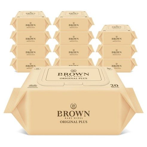상품 이미지: 브라운 오리지널 플러스 도톰한 아기 물티슈 엠보싱 저자극 휴대캡형