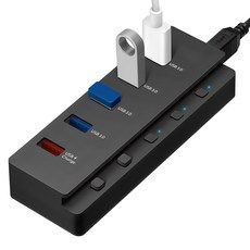 상품 이미지: 홈플래닛 5포트 USB3.0 유전원허브 HUB5P-T USB*4 + 충전*1, 블랙, 1개