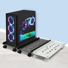 상품 이미지: [이동식] 컴퓨터 본체 받침대 PC 데스크탑 거치대 선반 다이, 블랙, 1개