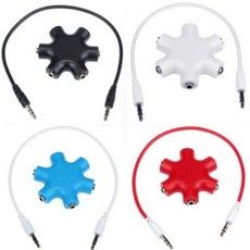 상품 이미지: 티앤디 5WAY 5구 오디오 분배기 스플리터 이어폰 헤드폰 헤드셋, 화이트, 1개