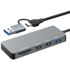 상품 이미지: 홈플래닛 5포트 USB-A & C타입 듀얼커넥터 멀티허브 (120cm 케이블), HUB5C-A, 1개