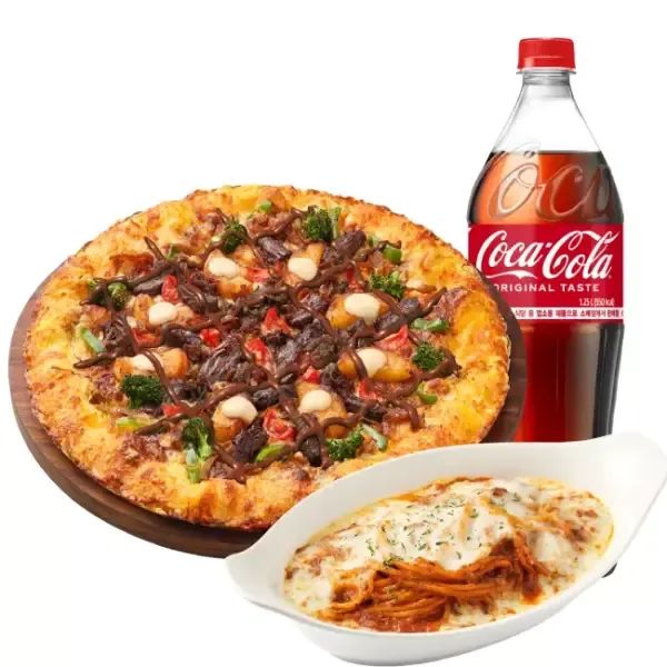 상품 이미지: 피자헛 블랙 BBQ 스테이크 뇨끼 체다골드 엣지 L+리치치즈파스타+콜라 1.25L