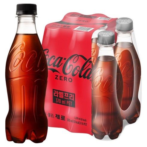 상품 이미지: 코카콜라 제로 무라벨, 370ml, 6개