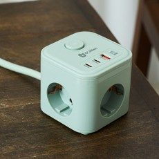 상품 이미지: 오지렌 고속충전 고용량 큐브 멀티탭 1.8m, 1개, 딥그린(PD20W)