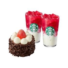 상품 이미지: (스타벅스) 스타벅스 딸기 라떼 T 2잔 + 딸기 촉촉 초코 생크림 케이크