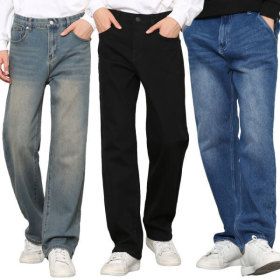 상품 이미지: (위드진) 쿠폰할인 사계절 바지/봄신상/남자청바지/남성/와이드/빅사이즈/밴딩/9부/블랙진/일자/테이퍼드