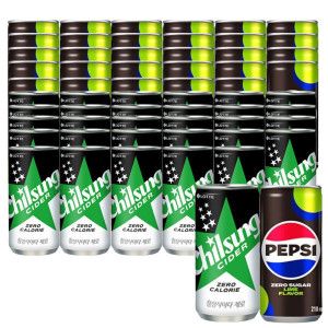 상품 이미지: 펩시제로 210ml 30캔 +사이다제로 210ml 30캔 제로칼로리 / 다이어트 콜라 / 청량음료 / 탄산음료 / 탄산