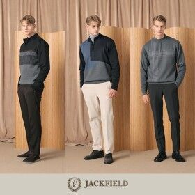 상품 이미지: 하프클럽/잭필드  남성 기모 본딩 하프 집업 니트 3종