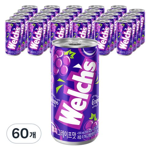 상품 이미지: 농심 웰치스 포도맛, 190ml, 60개