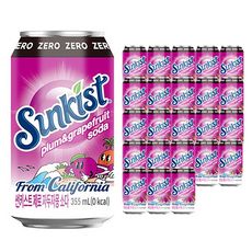 상품 이미지: 썬키스트 제로 자두자몽 소다 탄산음료, 355ml, 24개