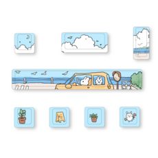 상품 이미지: 에버픽 귀여운 맞춤형 포인트 키캡 8개 세트, 토끼의 바다 여행