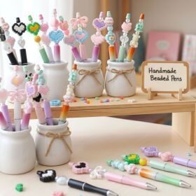 상품 이미지: 볼꾸 펜꾸 동대문 볼펜꾸미기 파츠 비즈공예재료 부자재 비즈 볼펜 만들기 30개 대용량 단체체험 DIY키트