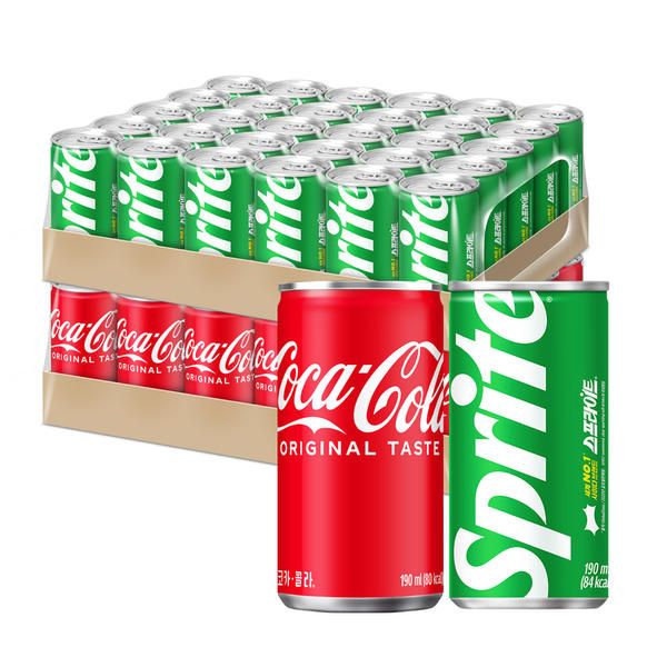상품 이미지: 코카콜라 190ml, 30개 + 스프라이트 190ml, 30개