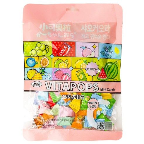 상품 이미지: 샤오커오라 민트향 비타민C 과일 12종 믹스 베트남 무설탕 사탕 캔디, 100g, 1개