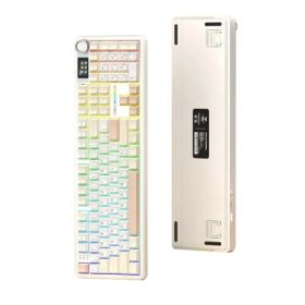 상품 이미지: AULA 독거미 F108 pro 기계식 키보드 3모드 노브 GIF스크린 8000mAh 치즈 화이트 카라멜라떼축