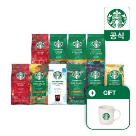 상품 이미지: 스타벅스 분쇄/홀빈 커피 원두 10종 200g x 2+1팩 골라담기 (+한정수량 스타벅스 카푸치노 머그 1개 증정)
