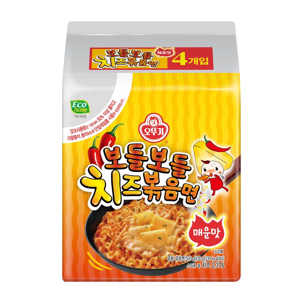 상품 이미지: [소비기한 09월 10일까지] 오뚜기 보들보들 치즈볶음면 매운맛 130g, 4개