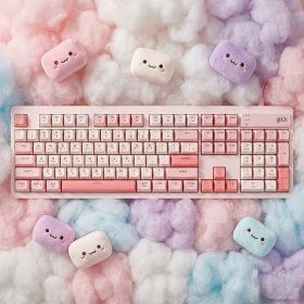 상품 이미지: 지클릭커 오피스프로 WK50 사일런스 M RGB 풀윤활 무소음 방수 무선 블루투스 키보드 104키 Coral