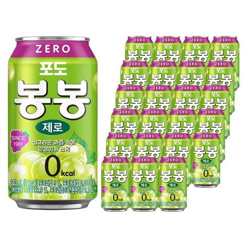 상품 이미지: 해태htb 포도 봉봉 제로, 340ml, 24개