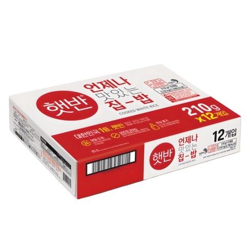 상품 이미지: 햇반 백미밥, 210g, 12개