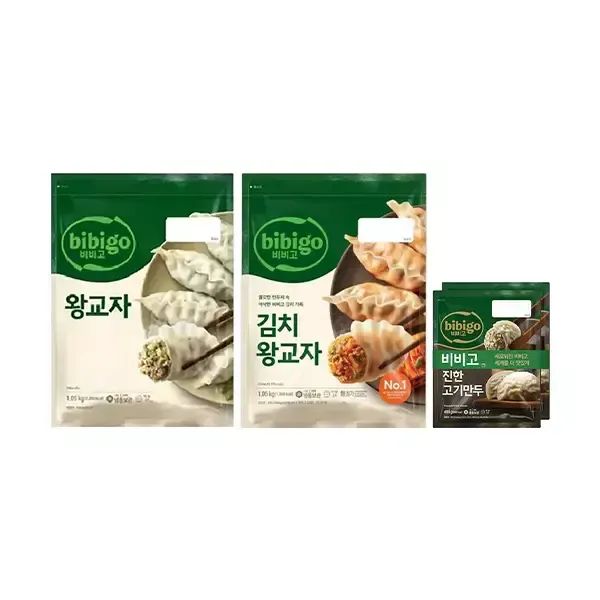 상품 이미지: CJ 비비고 왕교자 1.05kg, 1개+비비고김치왕교자 1.05kg, 1개+수제진한고기만두 400g, 2입, 1개
