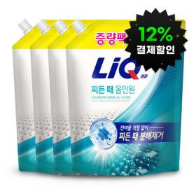 상품 이미지: (12%결제할인) (800ml 증량팩)리큐 찌든때 올인원 1.8L+200ml 4개 일반/드럼겸용