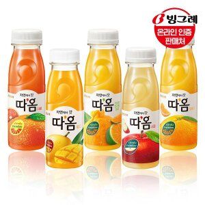 상품 이미지: 빙그레 따옴 주스 5종 20병 /천혜향/자몽/망고/사과/오렌지