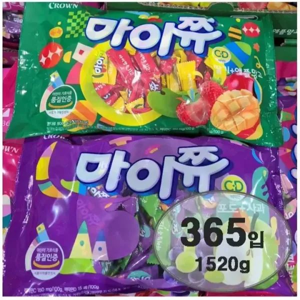 상품 이미지: 마이쮸 대용량 혼합 1520g 365입 딸기 포도 사과 애플망고 4가지맛