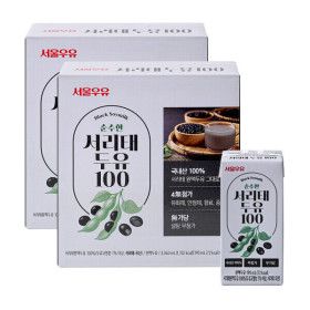 상품 이미지: 서울우유 순수한 서리태 두유 100 190ml 32팩-쥐눈이콩 검은콩 약콩 두유