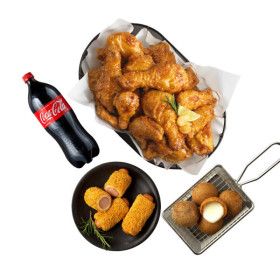 상품 이미지: (BHC) 골드킹 콤보+치즈볼+뿌링핫도그+콜라1.25L