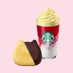 상품 이미지: (스타벅스) 슈크림 딸기 라떼 T + 냥이 마들렌