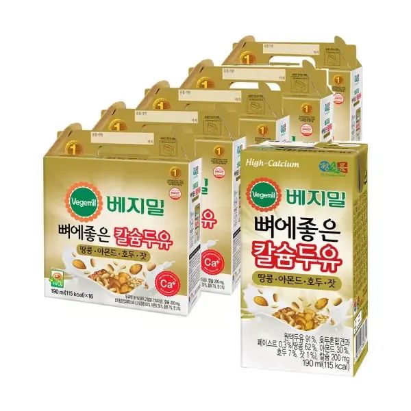 상품 이미지: 베지밀 뼈에좋은칼슘 아몬드호두잣 두유 190ml 80팩