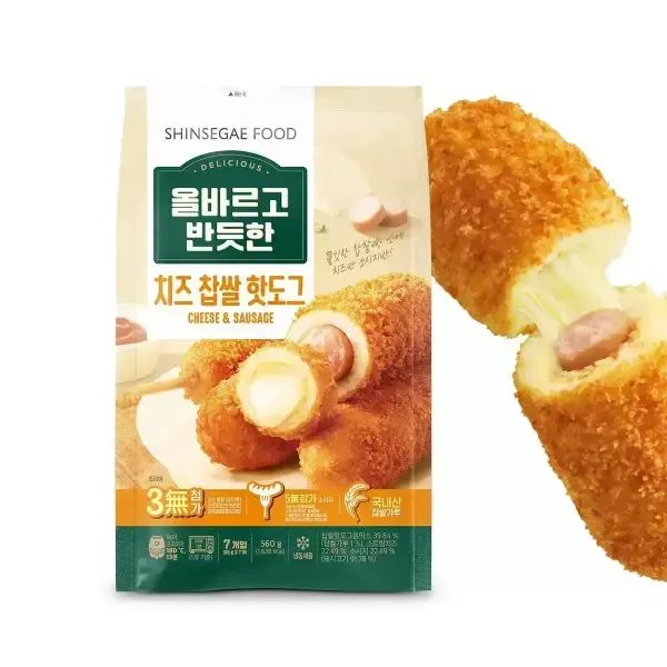 상품 이미지: [내일도착]올반 치즈찹쌀핫도그 560g x 3팩 (총 21봉)