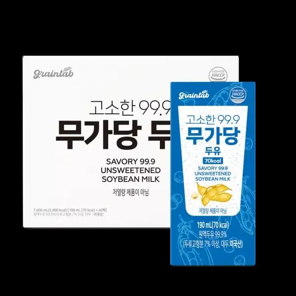 상품 이미지: 그레인랩 고소한99.9 무가당두유 190ml, 40입, 1개