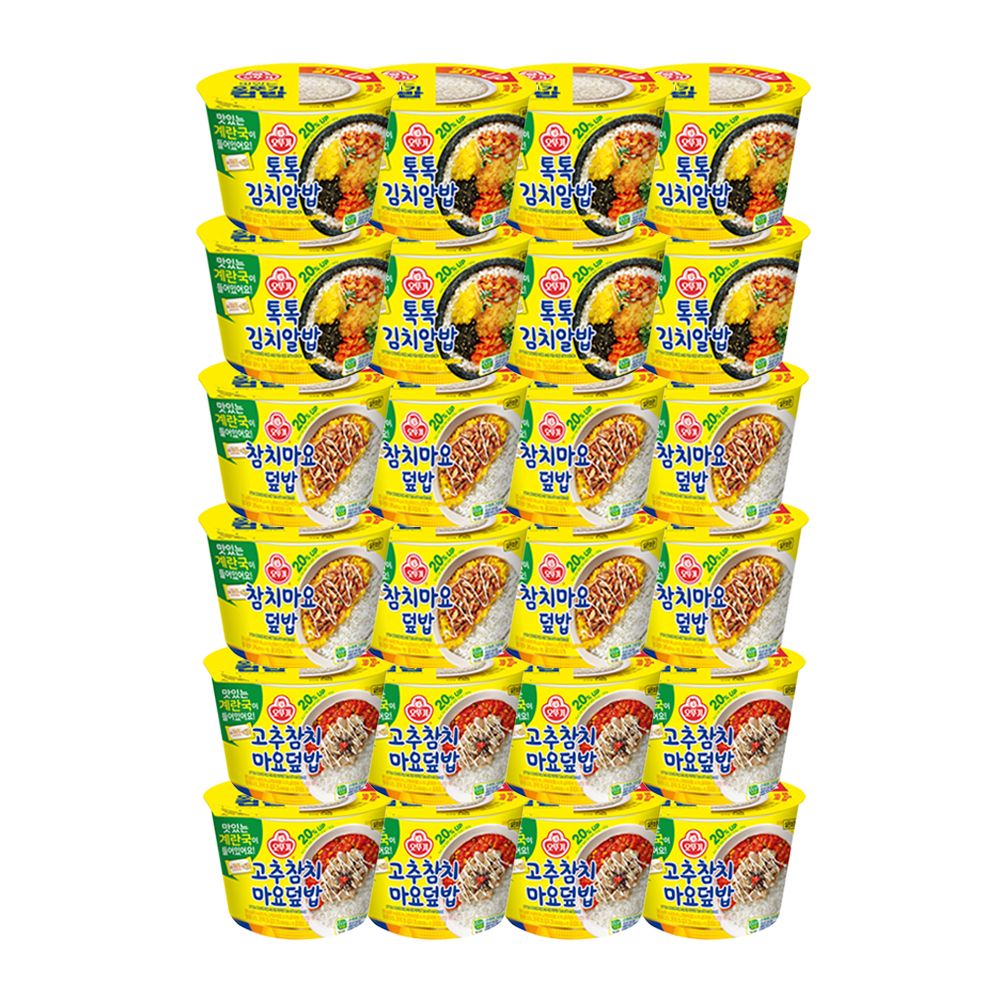 상품 이미지: [슈퍼적립] [12+12] 오뚜기 컵밥 12개 2가지 맛 선택 (톡톡김치알밥 참치마요 치킨마요 진짬뽕밥 외)
