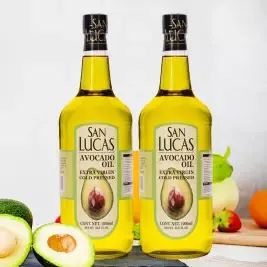 상품 이미지: San-Lucas 아보카도 오일 1L x 2병+원터치캡 엑스트라버진 멕시코산 냉압착 HASS 아보카드 아보카도유 식용유