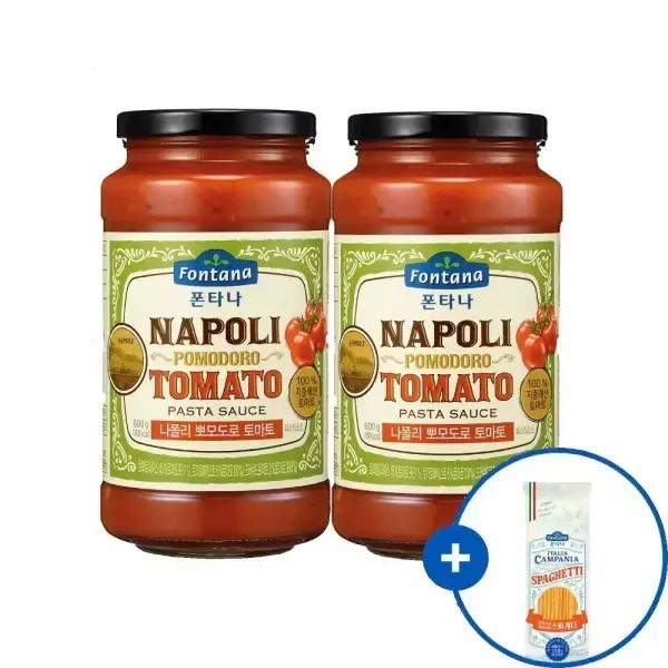 상품 이미지: [내일도착] 폰타나 나폴리 뽀모도로 토마토 파스타소스 600g x2병 +면 250g