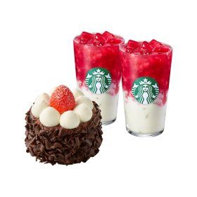 상품 이미지: 베리베리세트 스타벅스 딸기 라떼 T 2잔 + 딸기 촉촉 초코 생크림 케이크