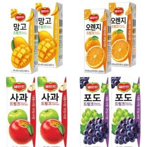 상품 이미지: 델몬트 음료 32팩 190ml (망고/오렌지/사과/포도) 쥬스 팩음료 망고주스 오렌지주스 사과주스 포도주스