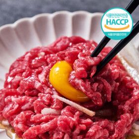 상품 이미지: (신선집중) 1++등급 NO.9 투뿔 한우 육회(냉장) 200g +200g (총400g) +소스2봉증정