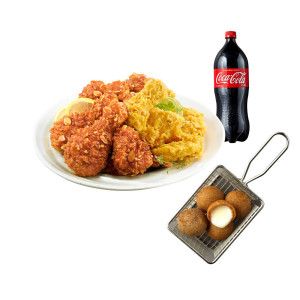 상품 이미지: (BHC) 후라이드반/양념반+치즈볼+콜라1.25L