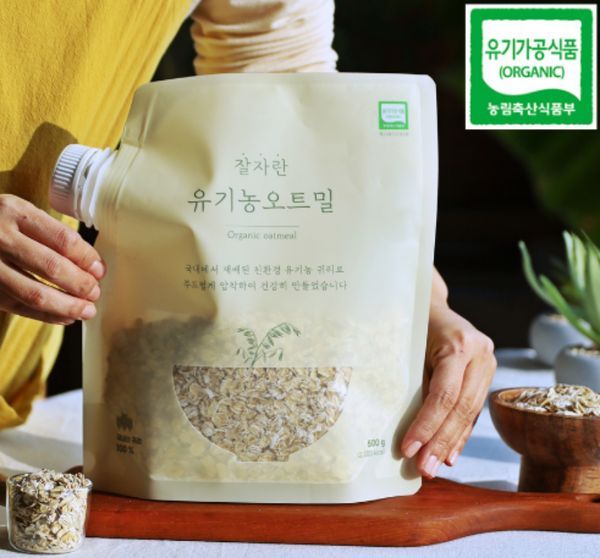 상품 이미지: 국내산 유기농 100% 압착 귀리 대왕마개 오트밀 롤드오트 퀵 오트밀 500g