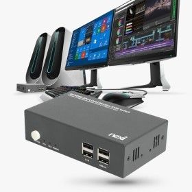 상품 이미지: 4K HDMI 2포트 듀얼 모니터 KVM스위치 NX1185 NX-7402KVM-DUAL