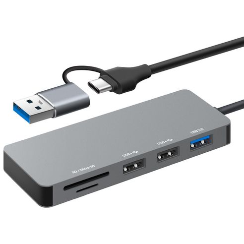 상품 이미지: 홈플래닛 5포트 USB-A & C타입 듀얼커넥터 멀티허브 (120cm 케이블)