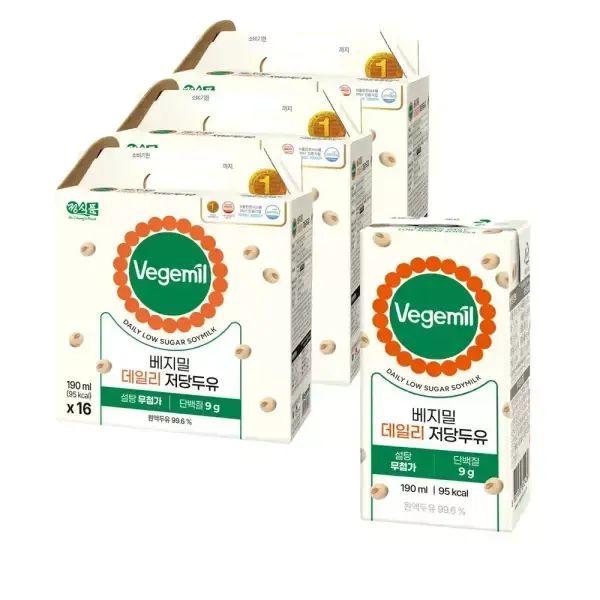 상품 이미지: 베지밀 데일리 저당 두유 190ml 48팩