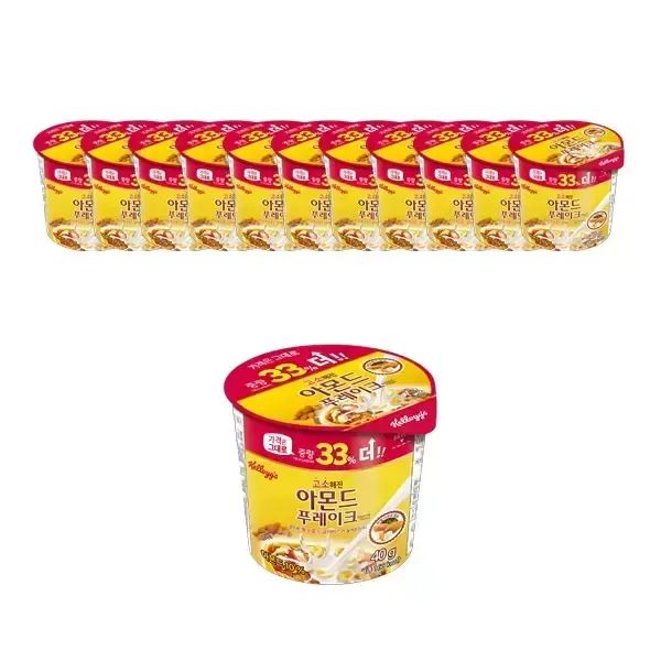 상품 이미지: 켈로그 아몬드 푸레이크 컵시리얼, 40g, 12개