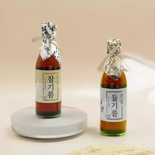 상품 이미지: 고기중독 단1회착유 진심들기름 350ml + 진심참기름350ml