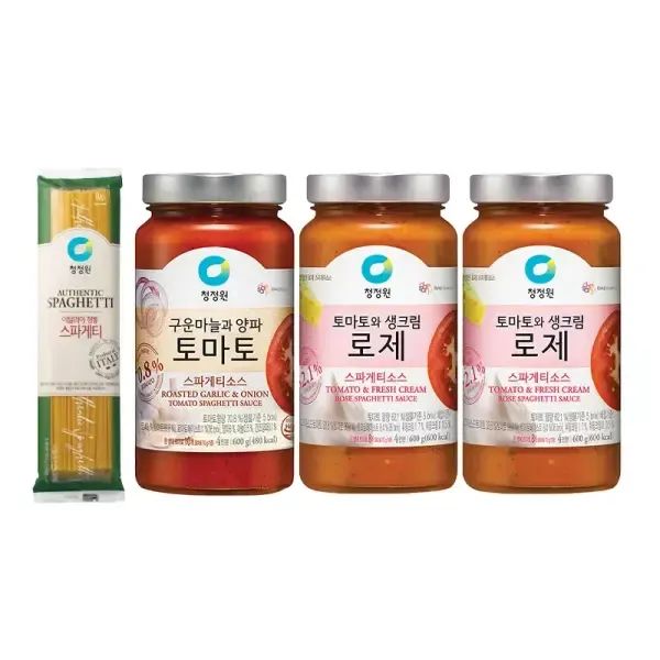 상품 이미지: 청정원 파스타소스, 로제, 600g, 2개 + 토마토, 600g, 1개 + 스파게티면, 500g, 1개